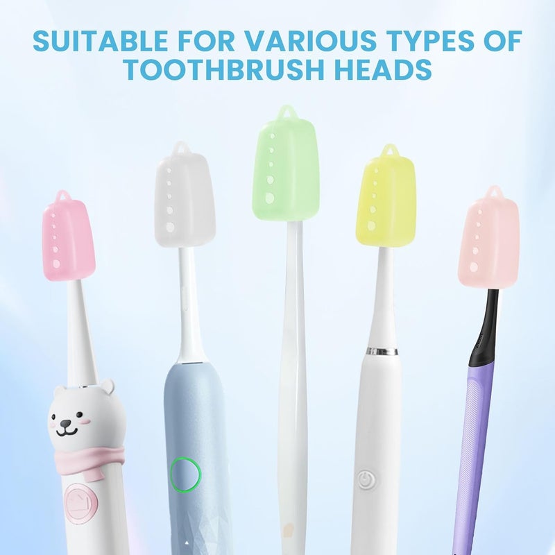 Lapfoon 6 Packs Silicone Toothbrush Covers, Tooth Brush Cover Cap for Electric & Manual Toothbrushes, Toothbrush Travel Essentials - Image 2